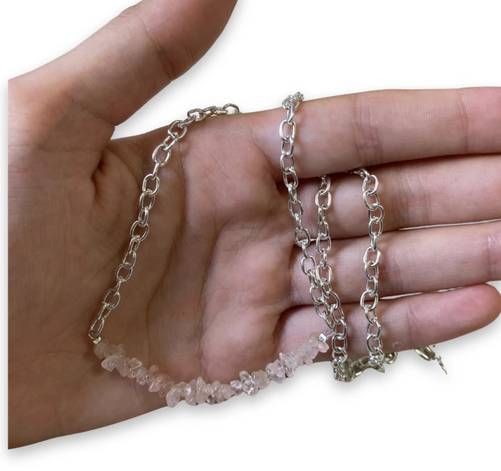 Roze kwarts bar ketting