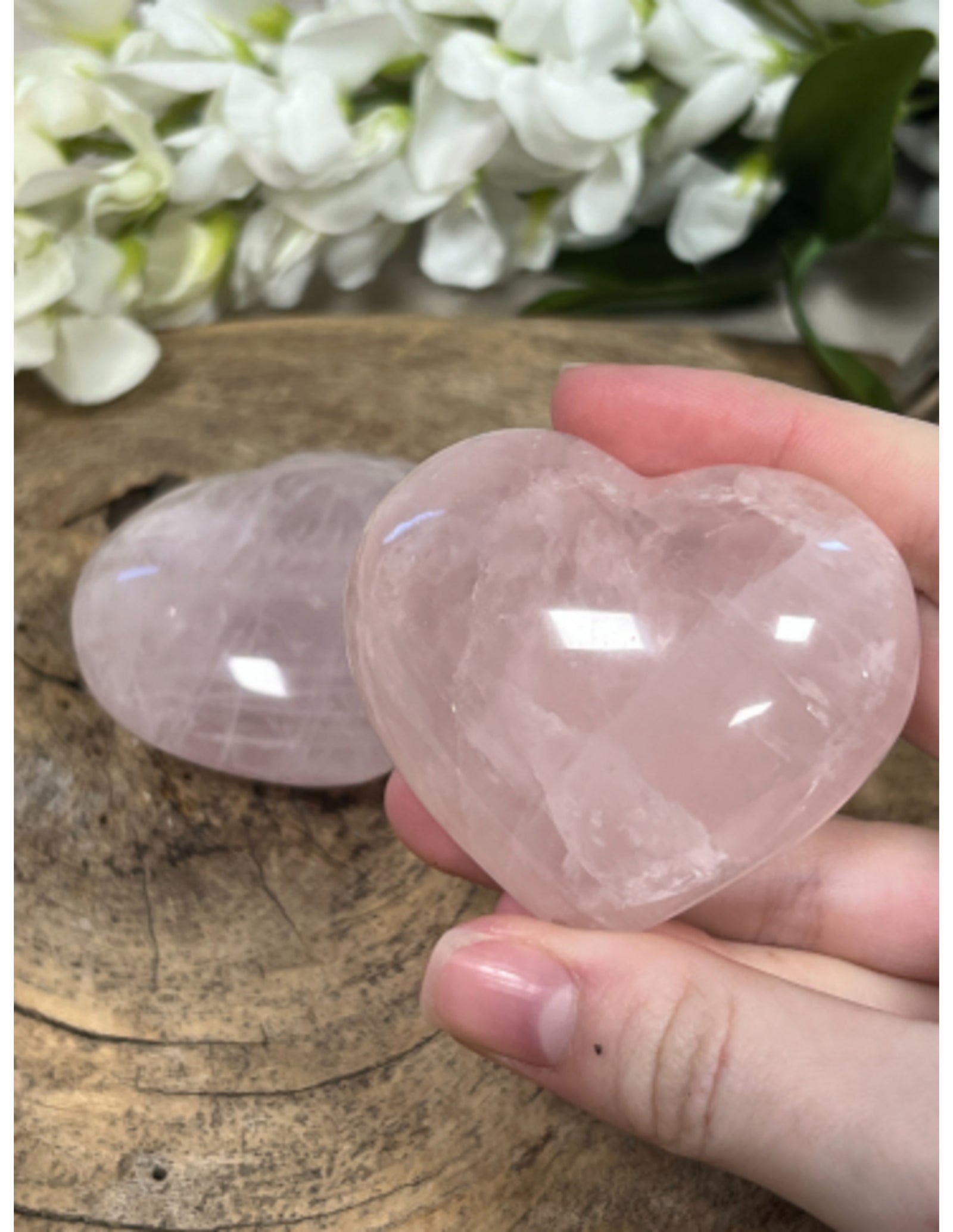 Roze kwarts edelsteen hart 150-200 gram