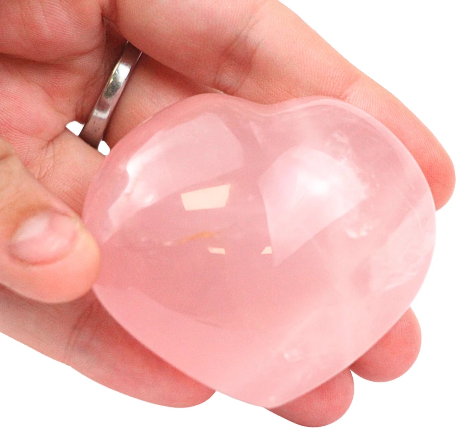 Roze kwarts hart 100-150 gram