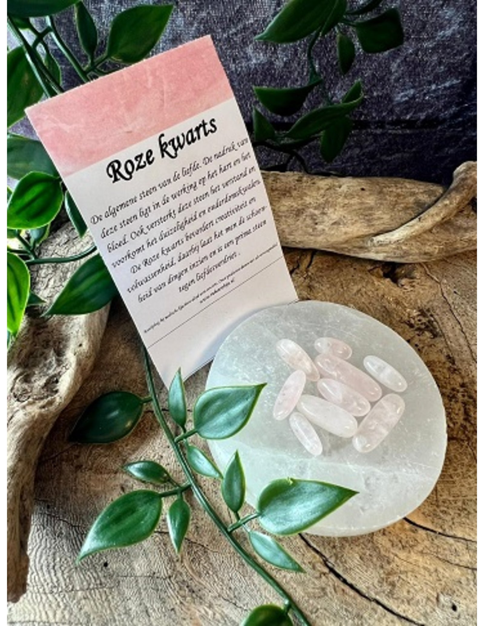 Roze kwarts kralen longdrop- 9 st.