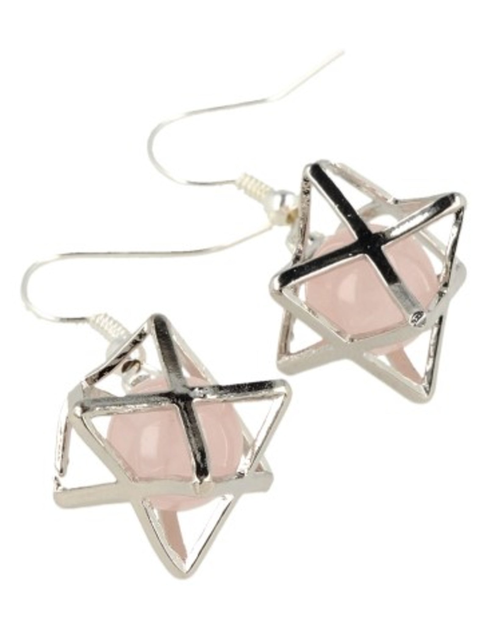 Roze kwarts oorbellen merkabah