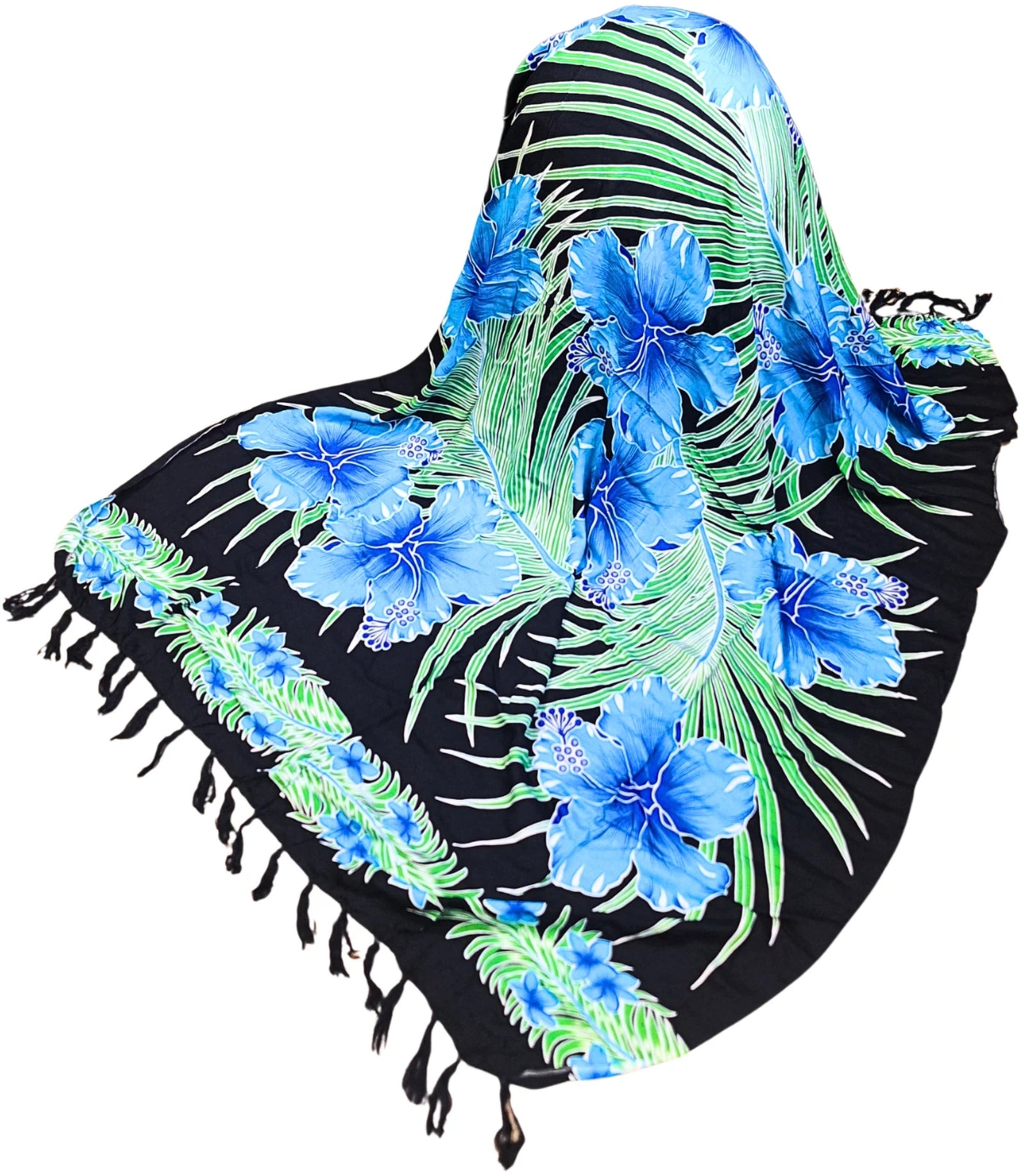 Sarong - 016 - Bloemen blauw van Om Namaste - Pareo Saunadoek Wikkeljurk