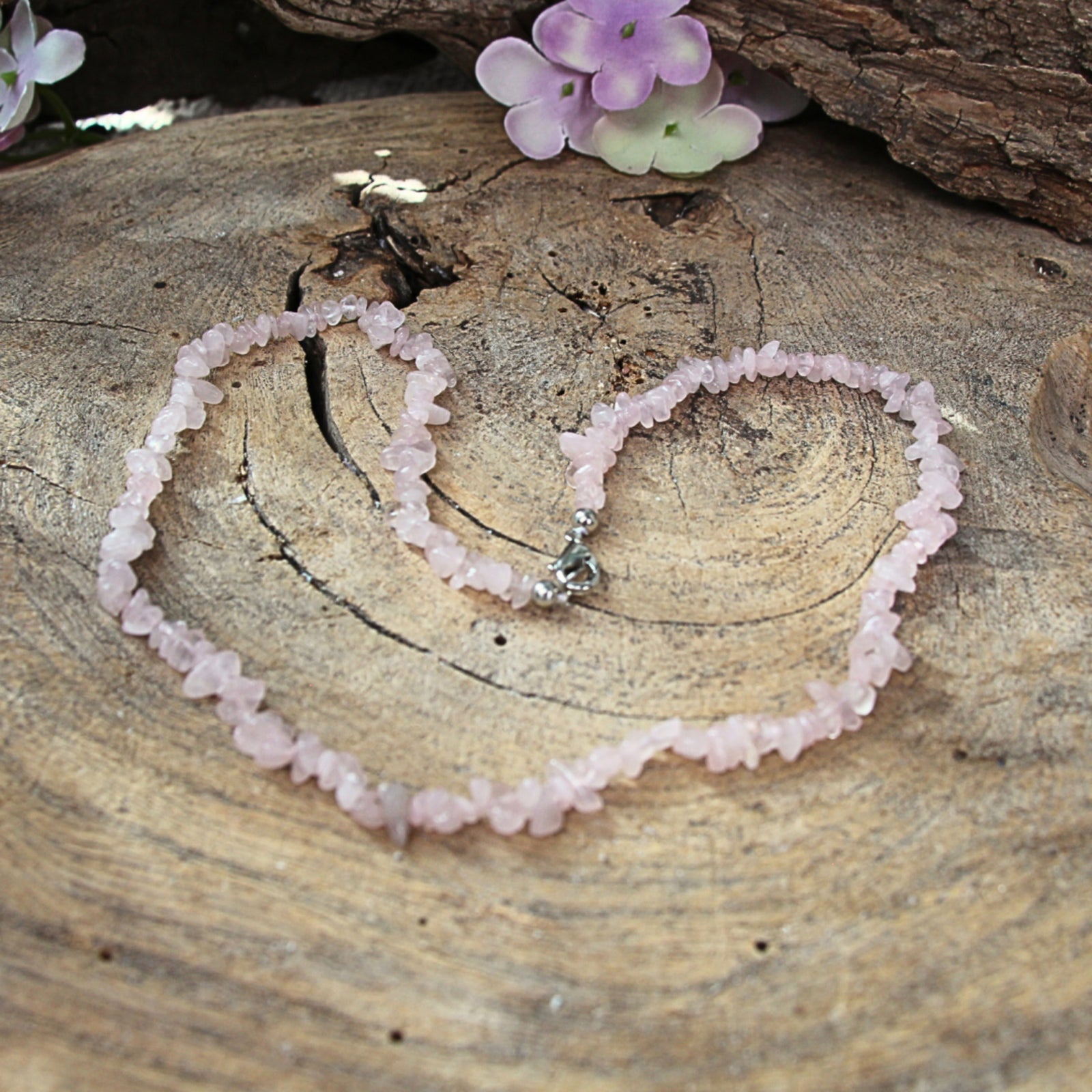 Splitketting Roze kwarts smal