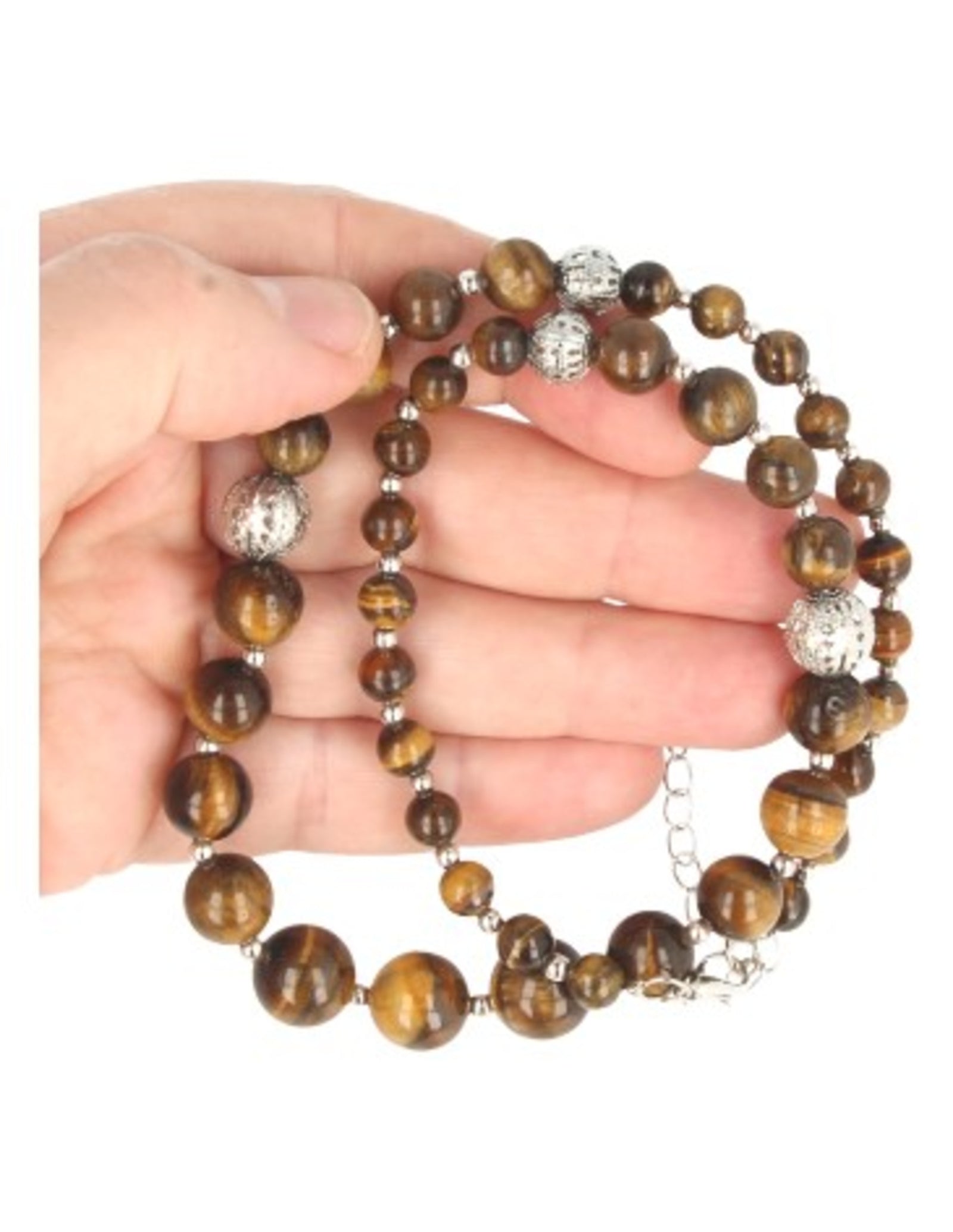 Tijgeroog edelsteen ketting 6-12 mm
