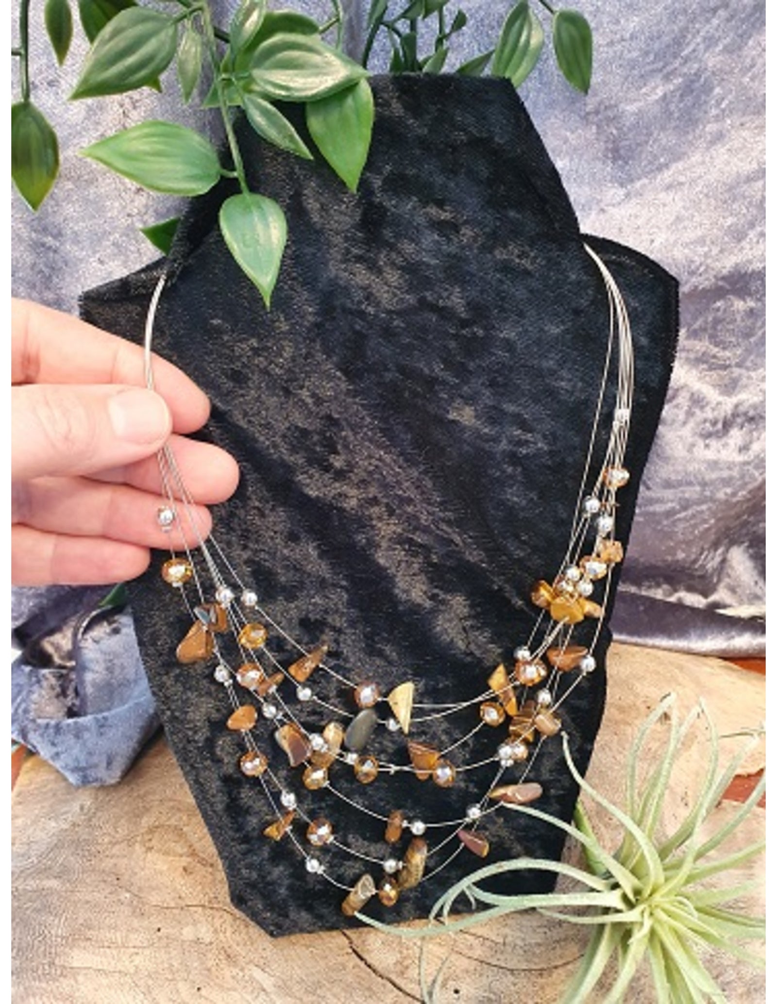 Tijgeroog multiwire ketting