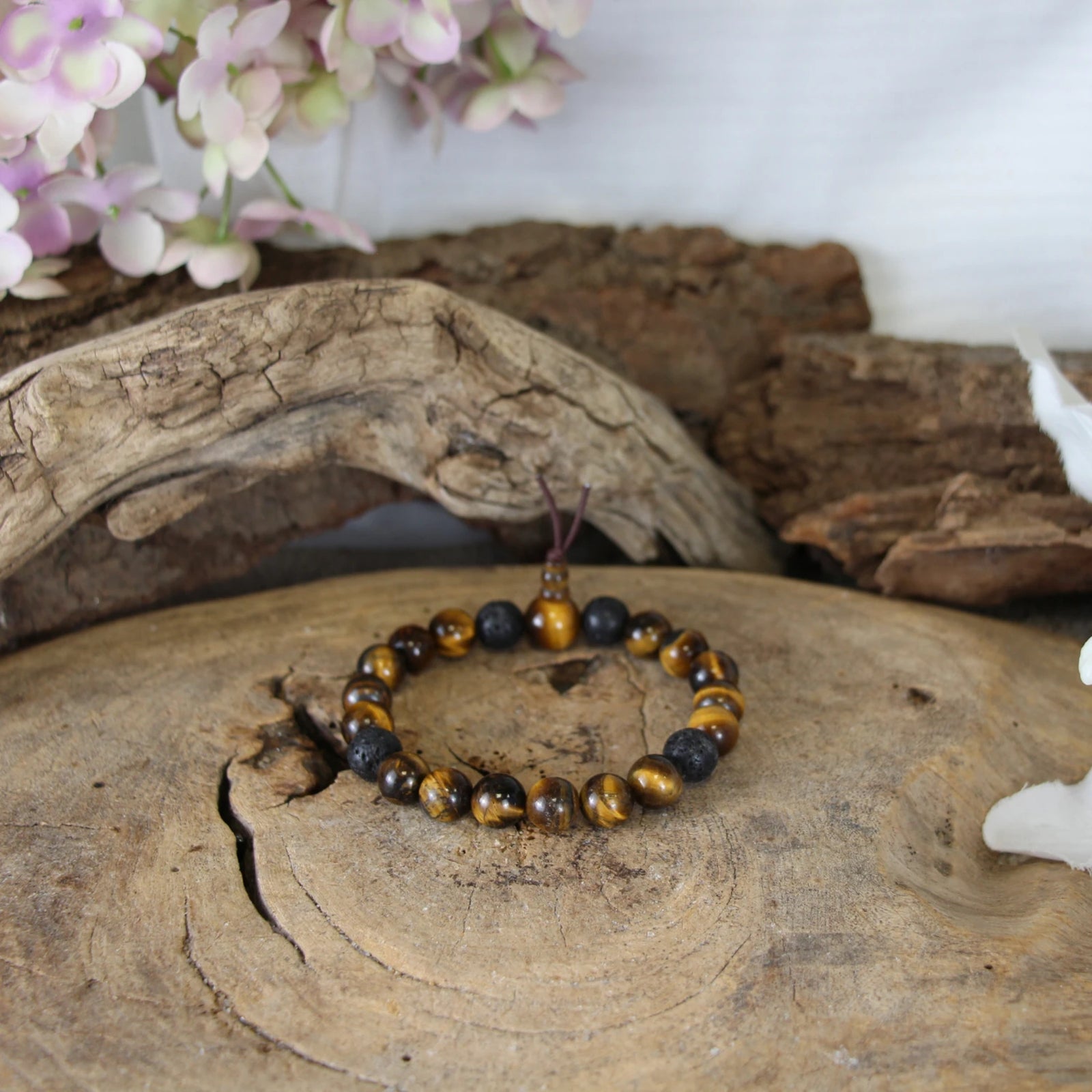 Tijgeroog powerbead mannen - extra lange armband