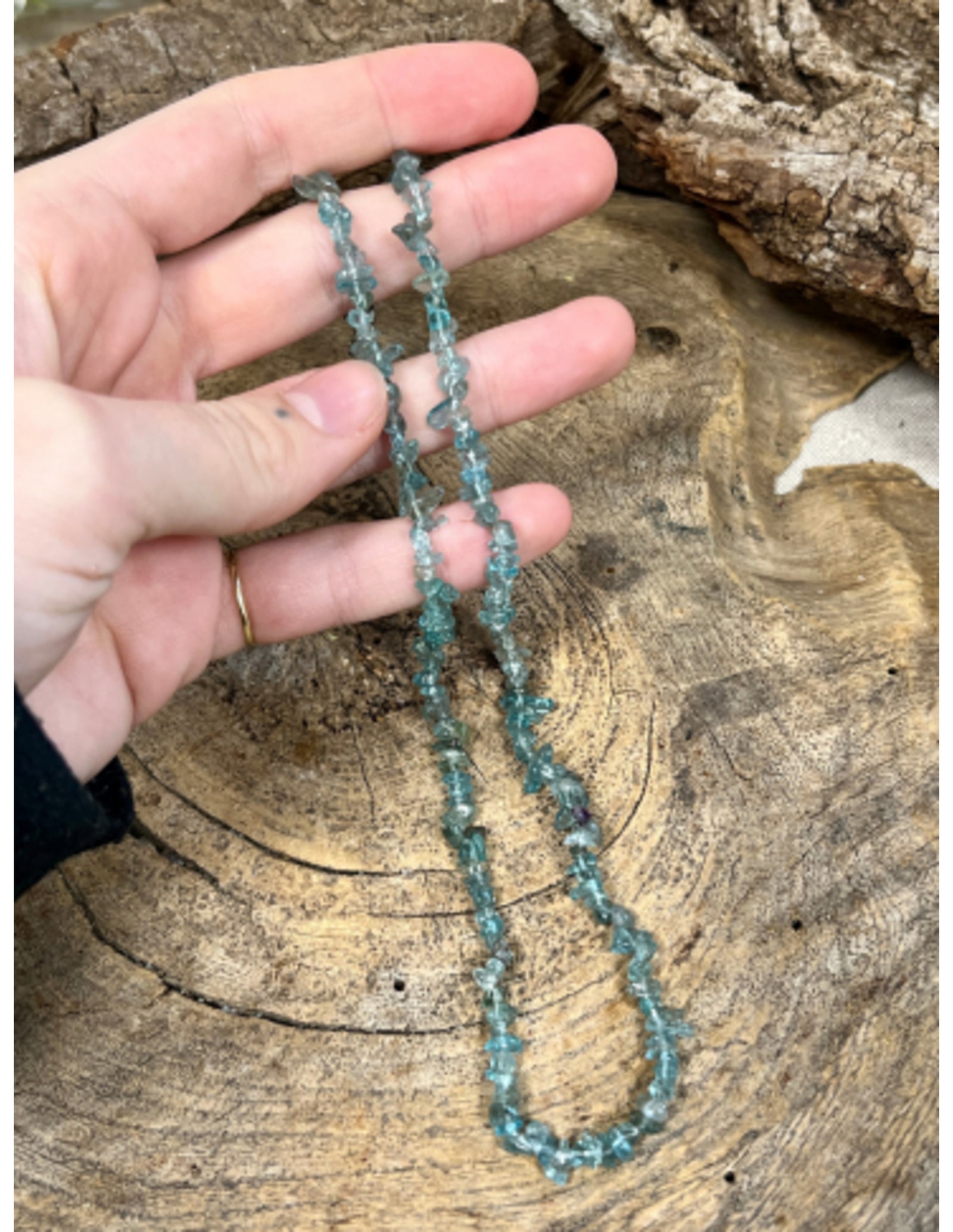 Topaas blauw splitketting (fijn)