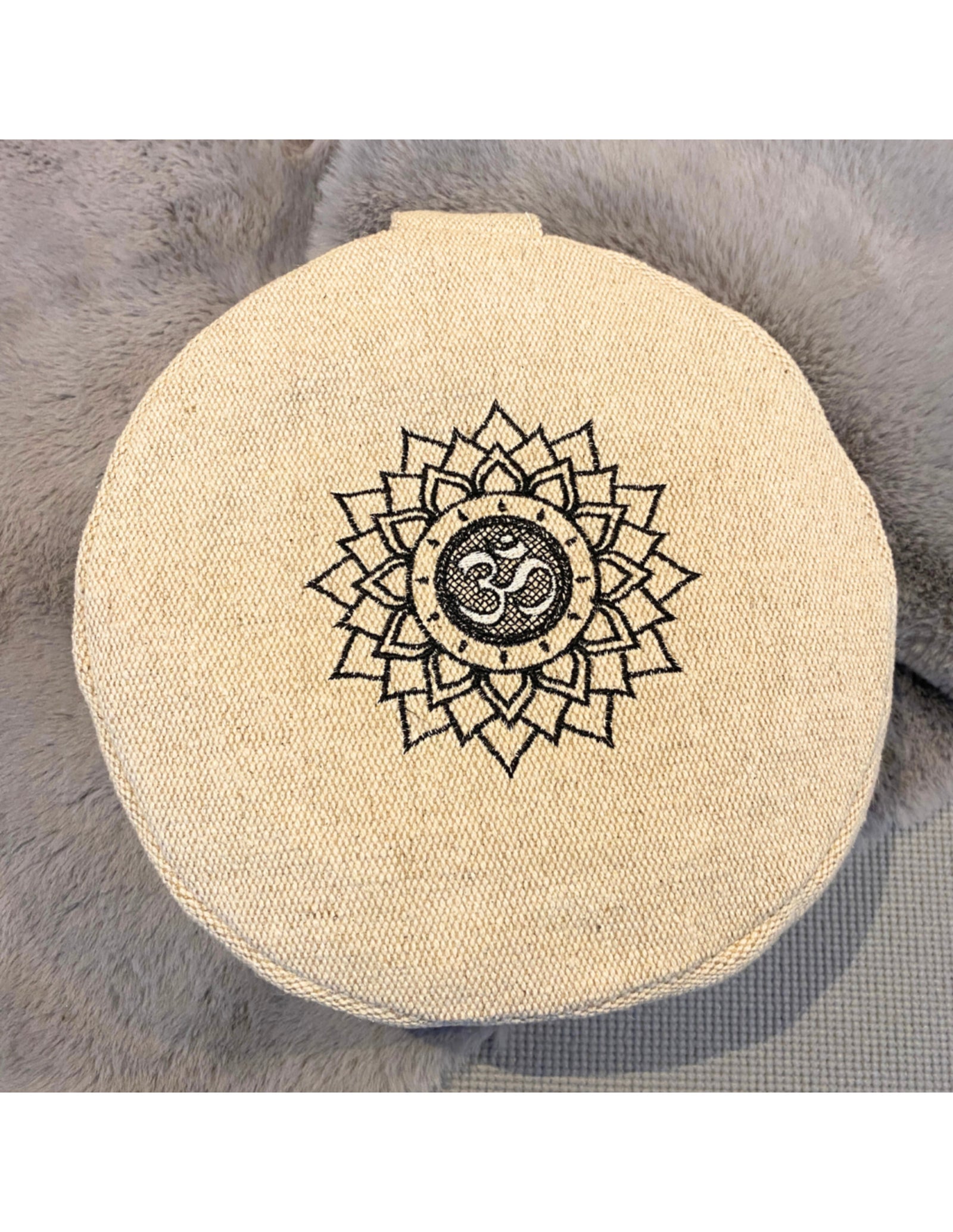 YogaStyles Meditatiekussen rond - Jute-look met Lotus