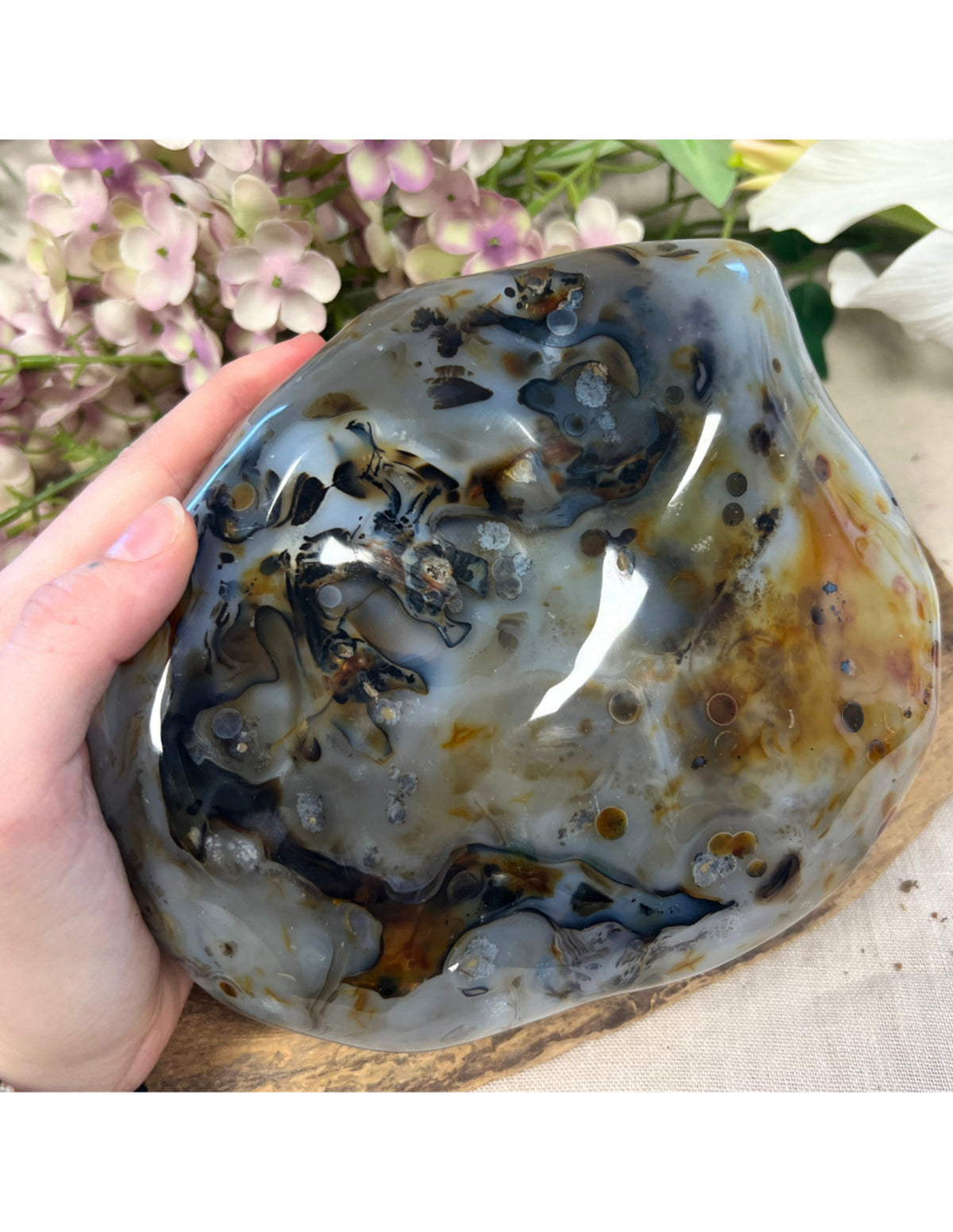Agaat dendriet half gepolijst stuk nr.02