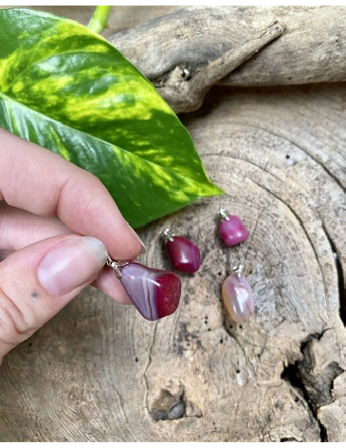 Agaat (gekleurd) roze edelsteen hanger