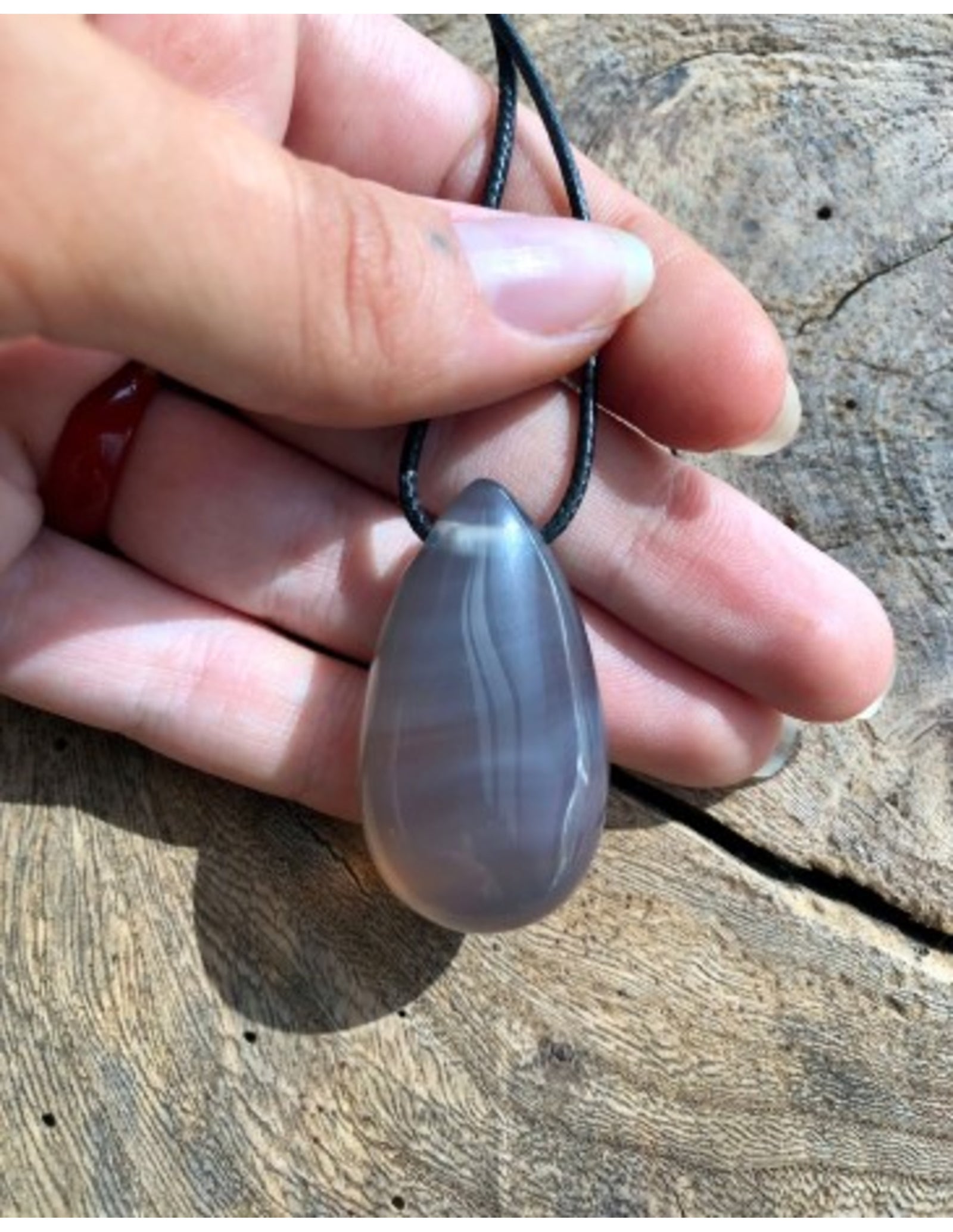 Agaat grijs edelsteen druppel hanger