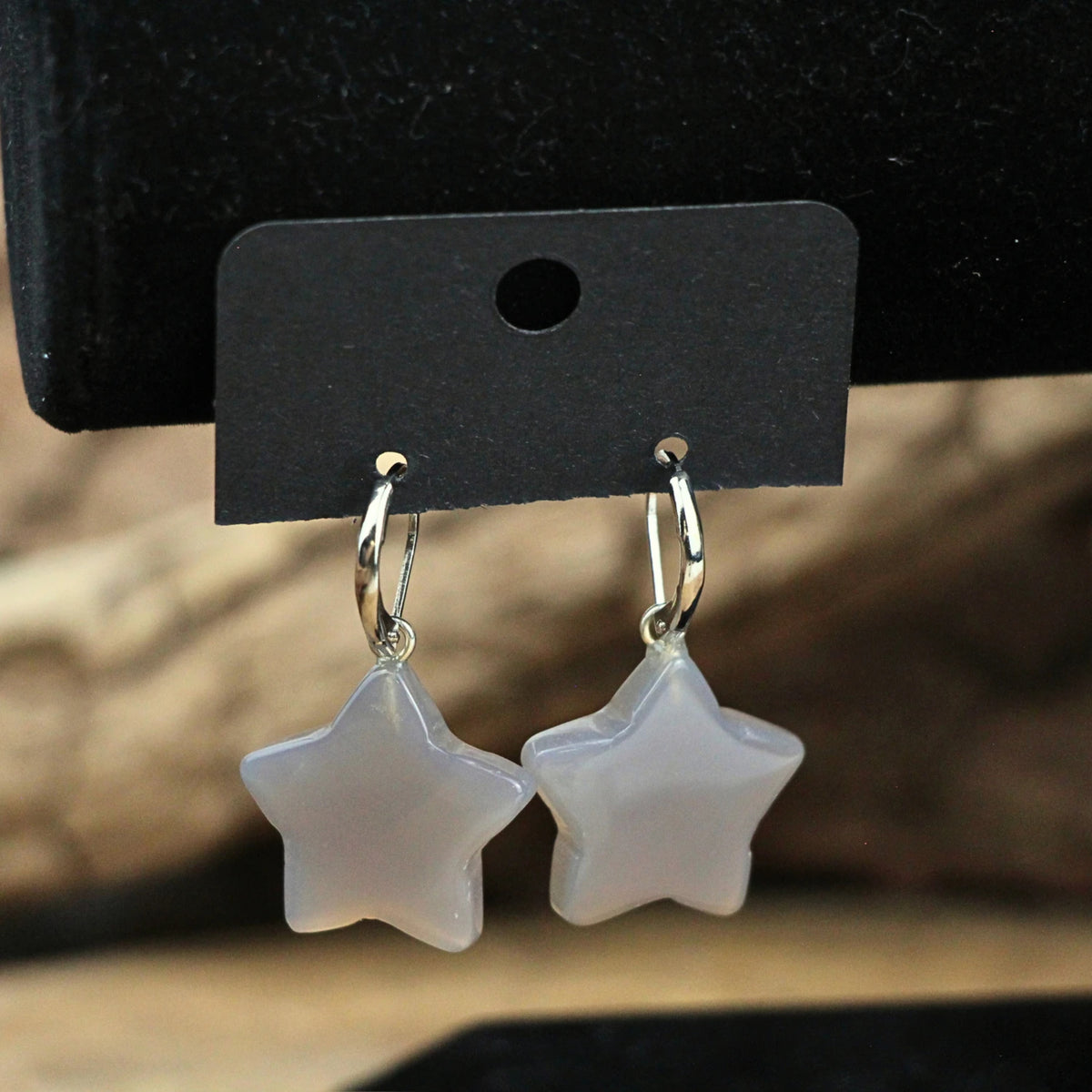 Agaat grijs ster oorbellen - fashion jewelry