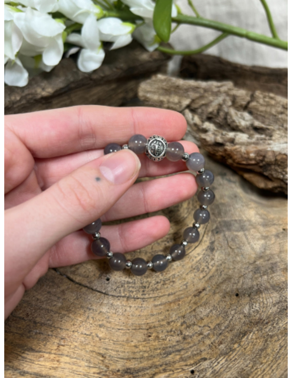 Agaat grijs sterrenbeeld armband - Schorpioen