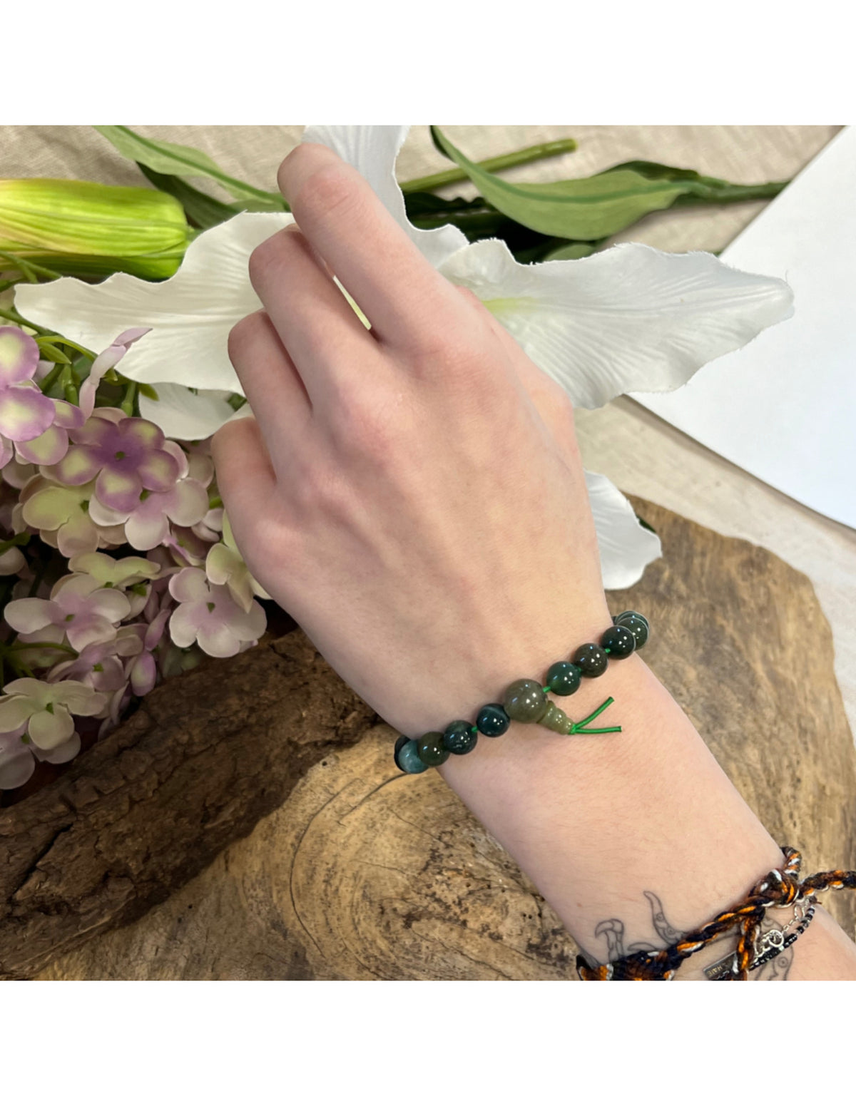 Agaat mos powerbead armband