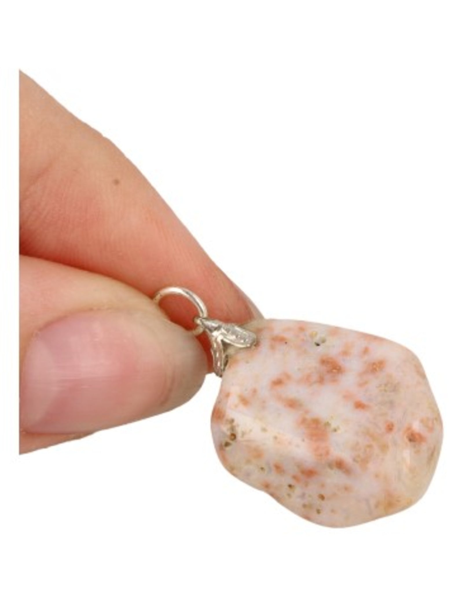 Agaat mos roze edelsteen hanger