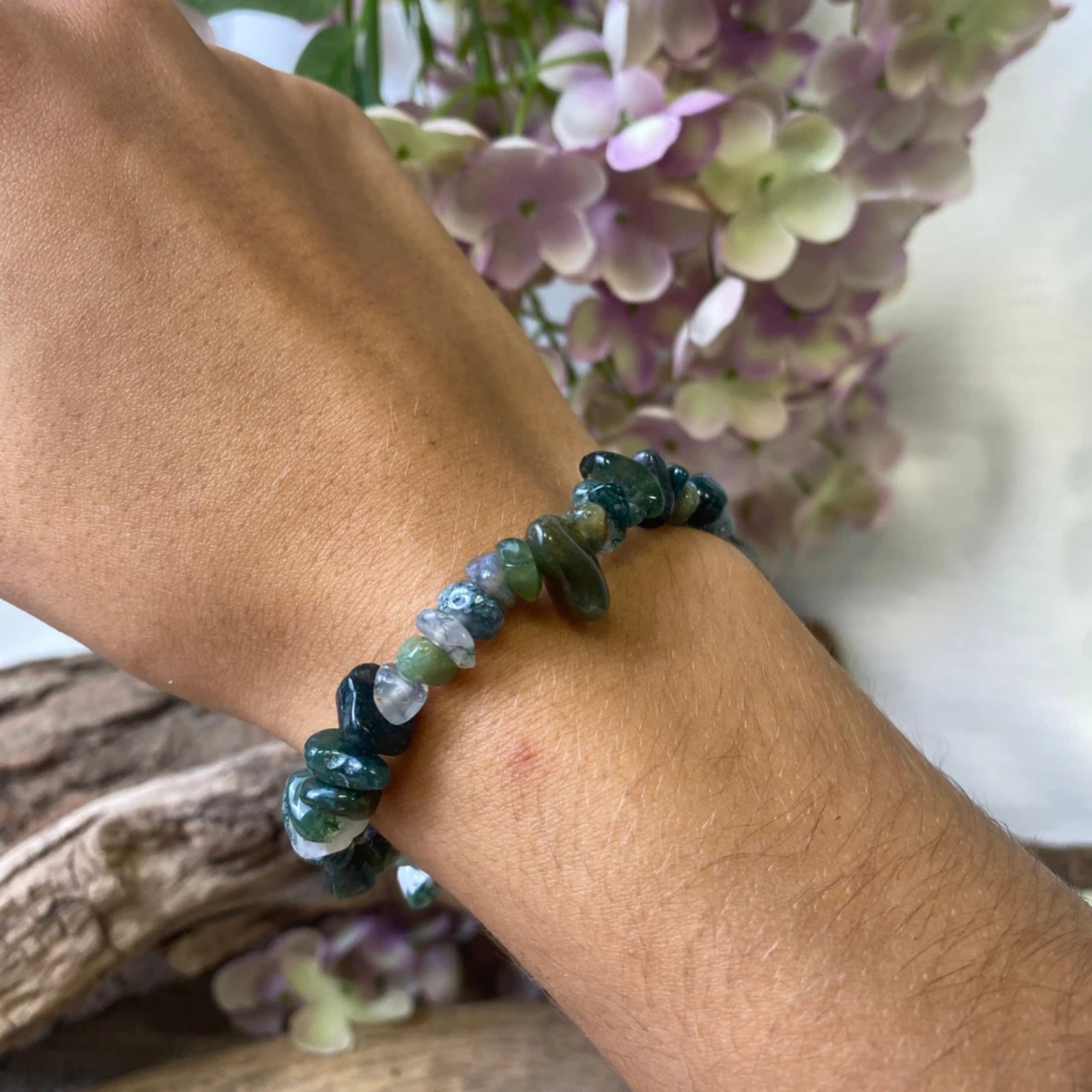 Agaat mos splitarmband