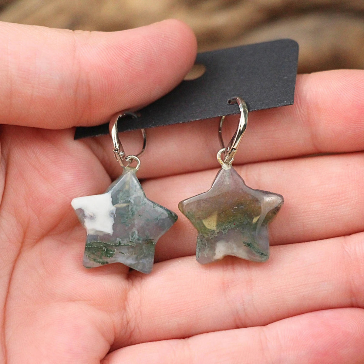 Agaat mos ster oorbellen - fashion jewelry