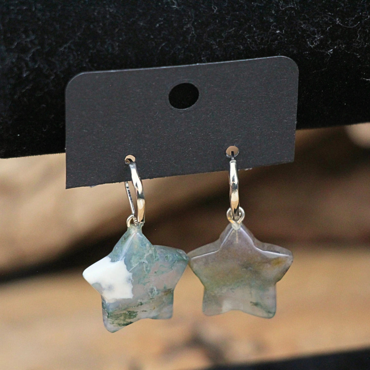 Agaat mos ster oorbellen - fashion jewelry