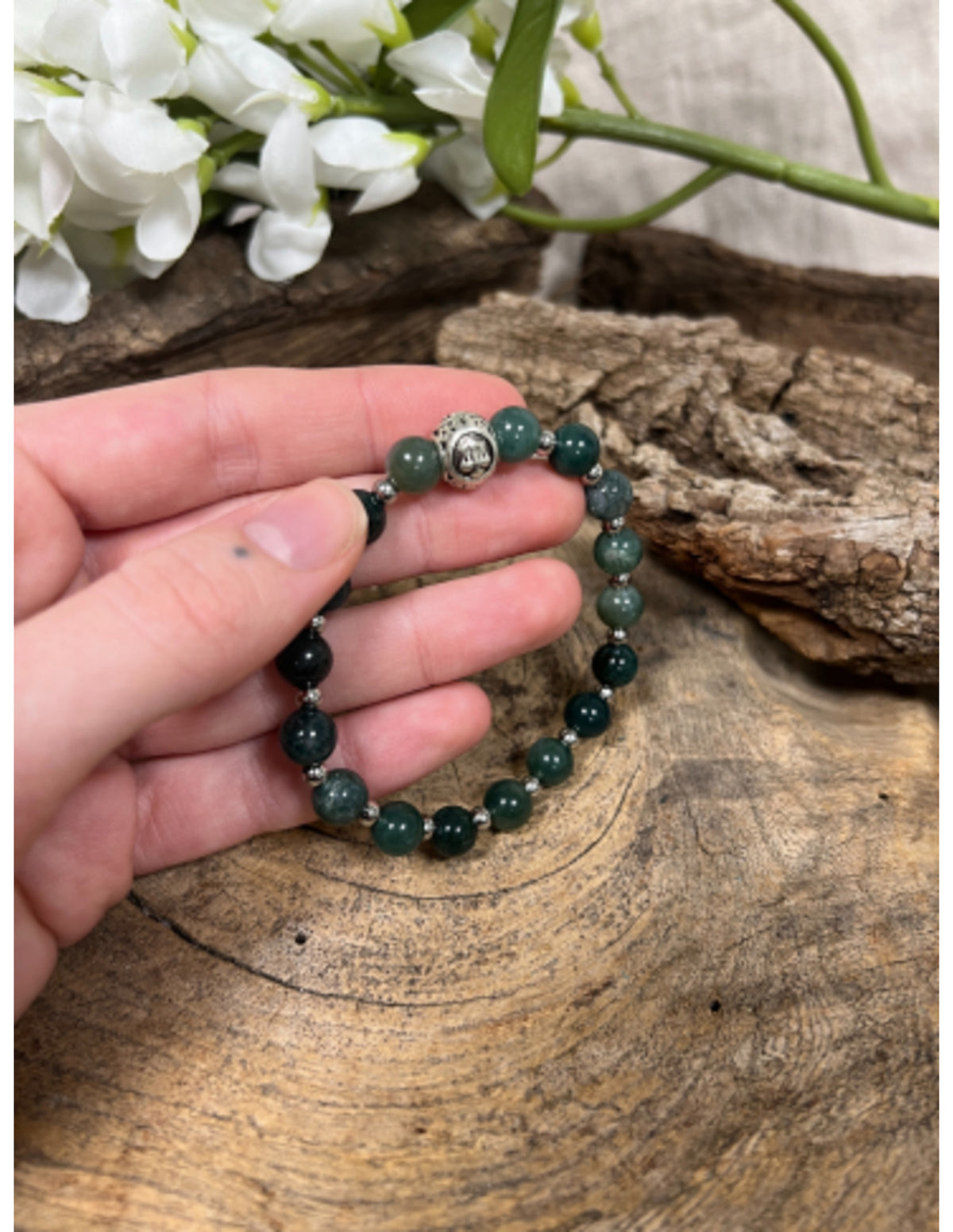 Agaat mos sterrenbeeld armband - Weegschaal