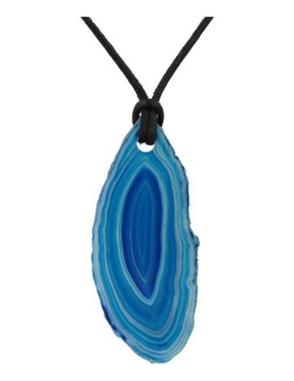 Agaatplak blauw edelsteen hanger aan koord