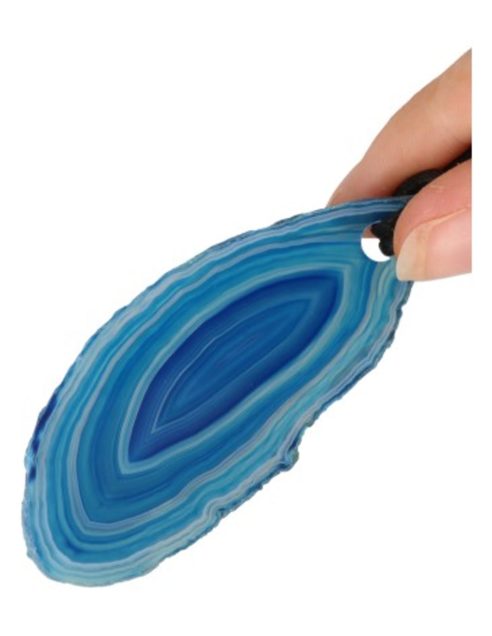 Agaatplak blauw hanger aan koord