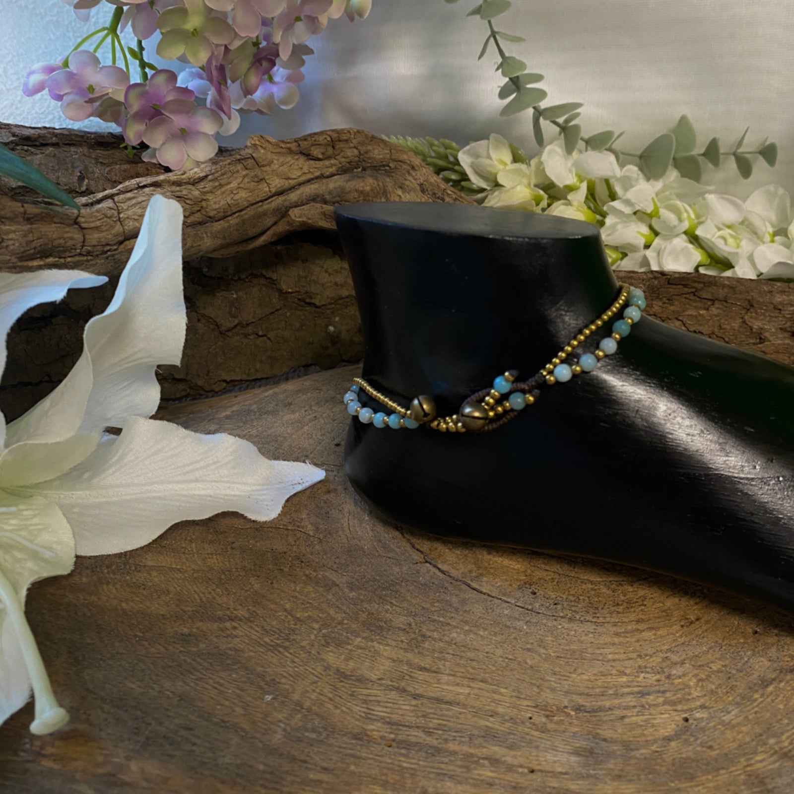 Amazoniet enkelbandje gipsy-stijl