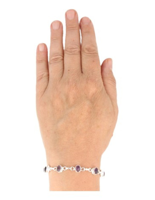 Amethist edelsteen armband zilver ovaal