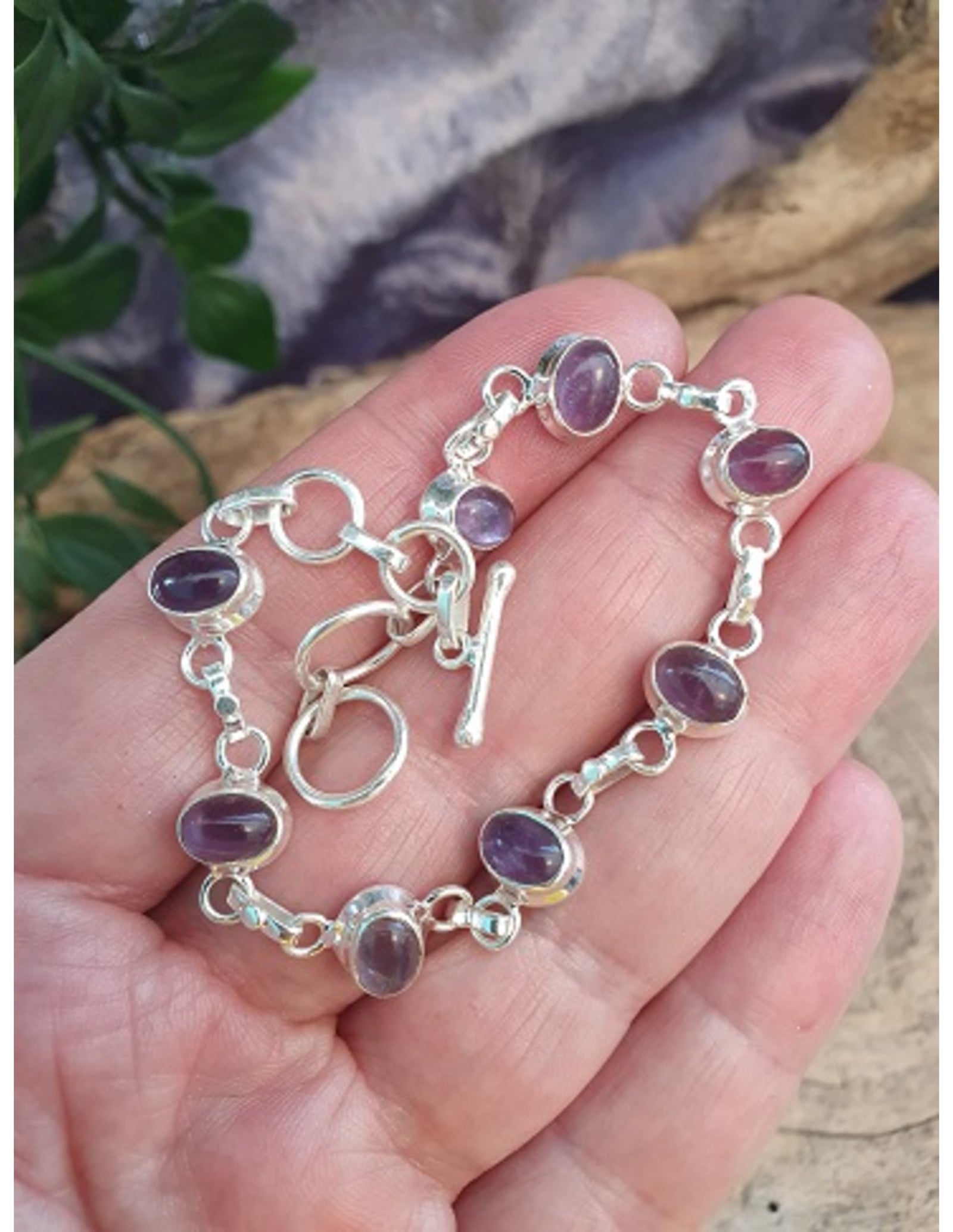 Amethist armband zilver ovaal