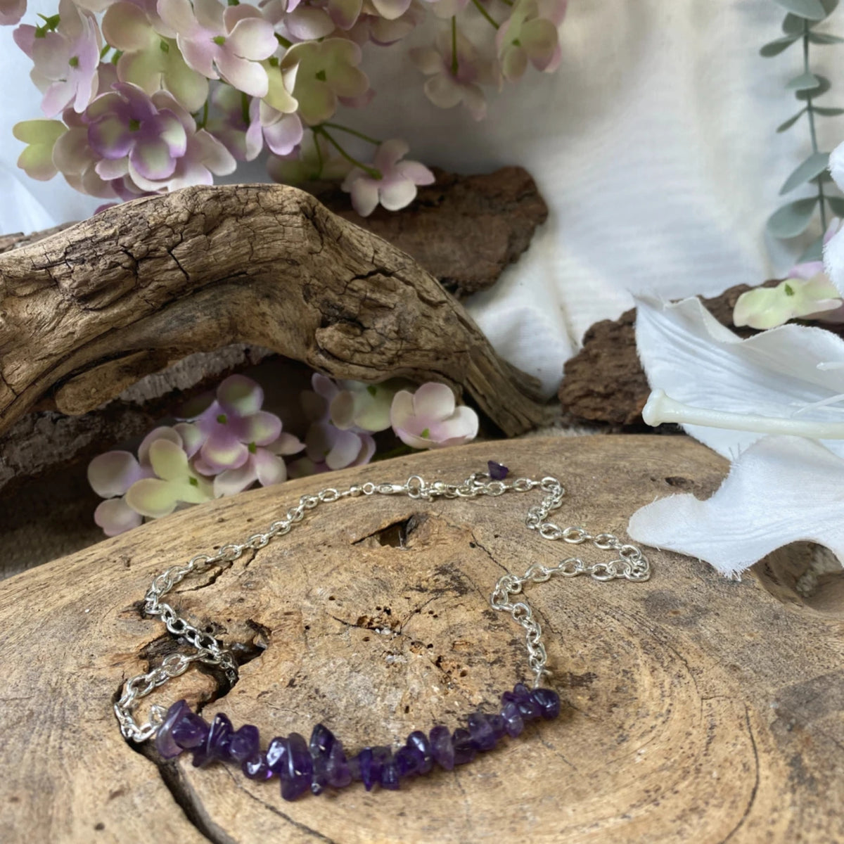 Amethist bar ketting