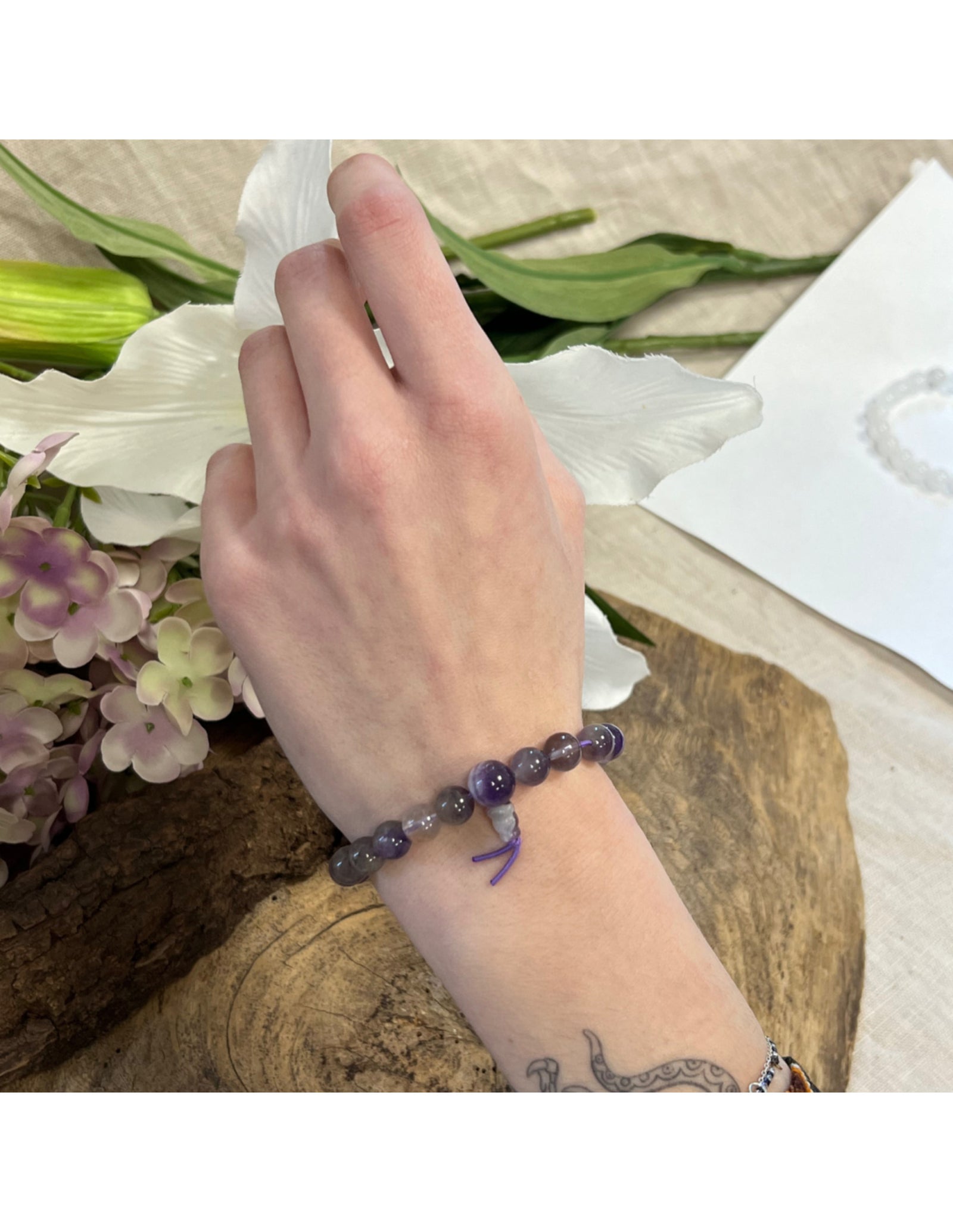 Amethist powerbead armband + kaart