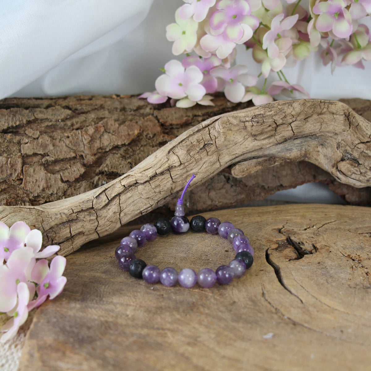 Amethist powerbead mannen - extra lange armband