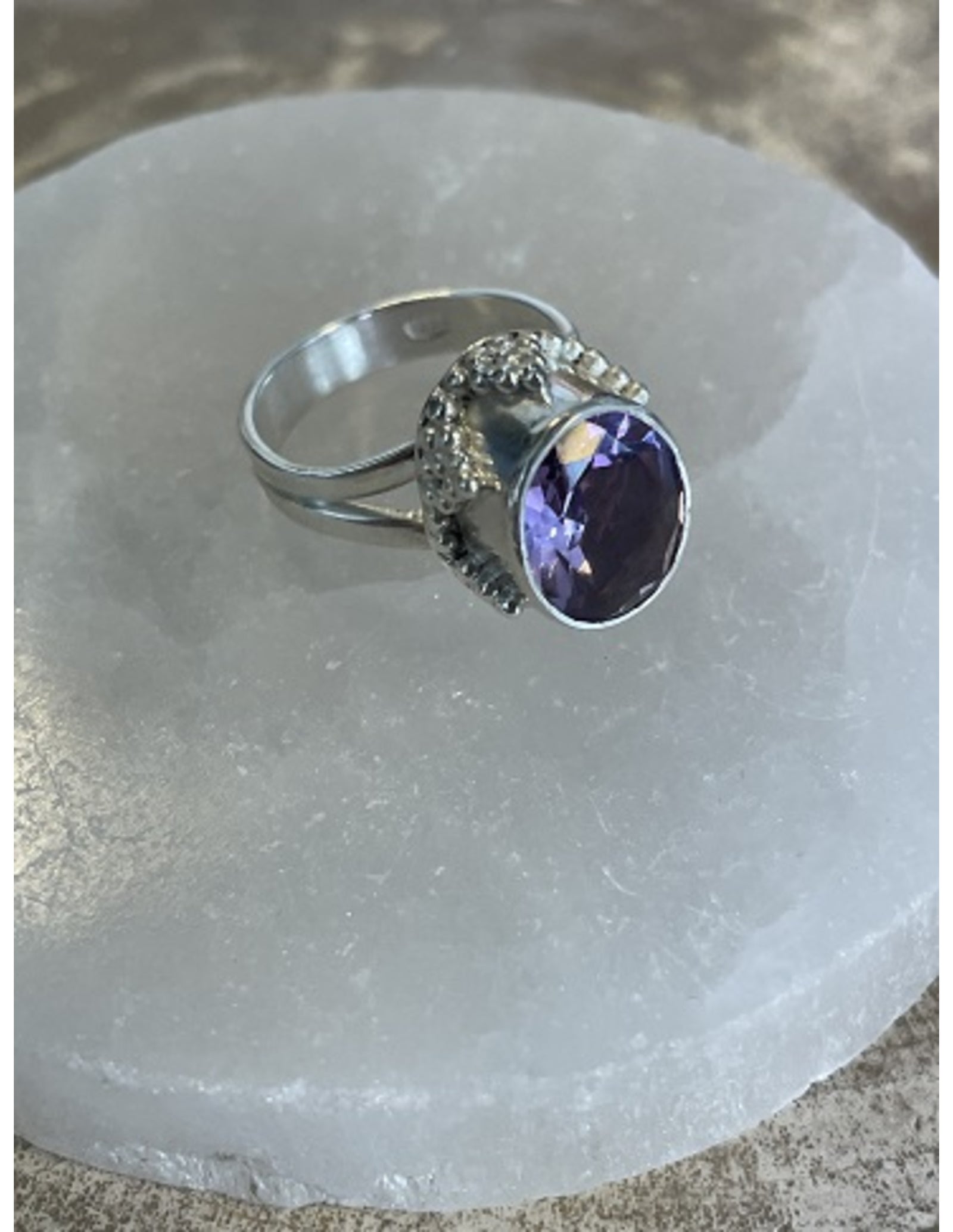 Amethist ring zilver facet bewerkt - 17