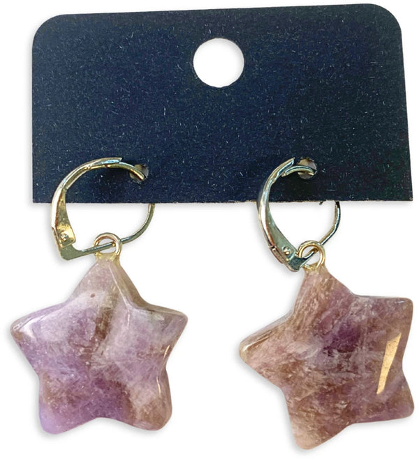 Amethist ster edelsteen oorbellen - fashion jewelry