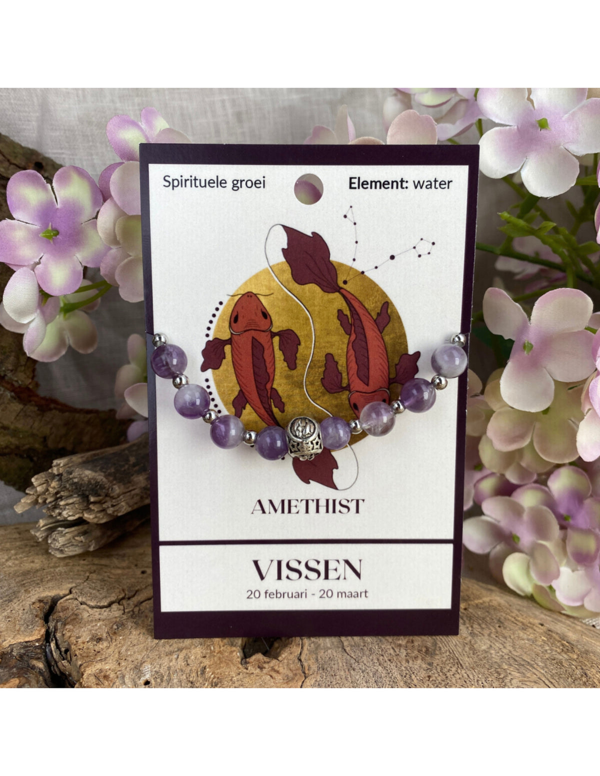 Amethist sterrenbeeld armband - Vissen