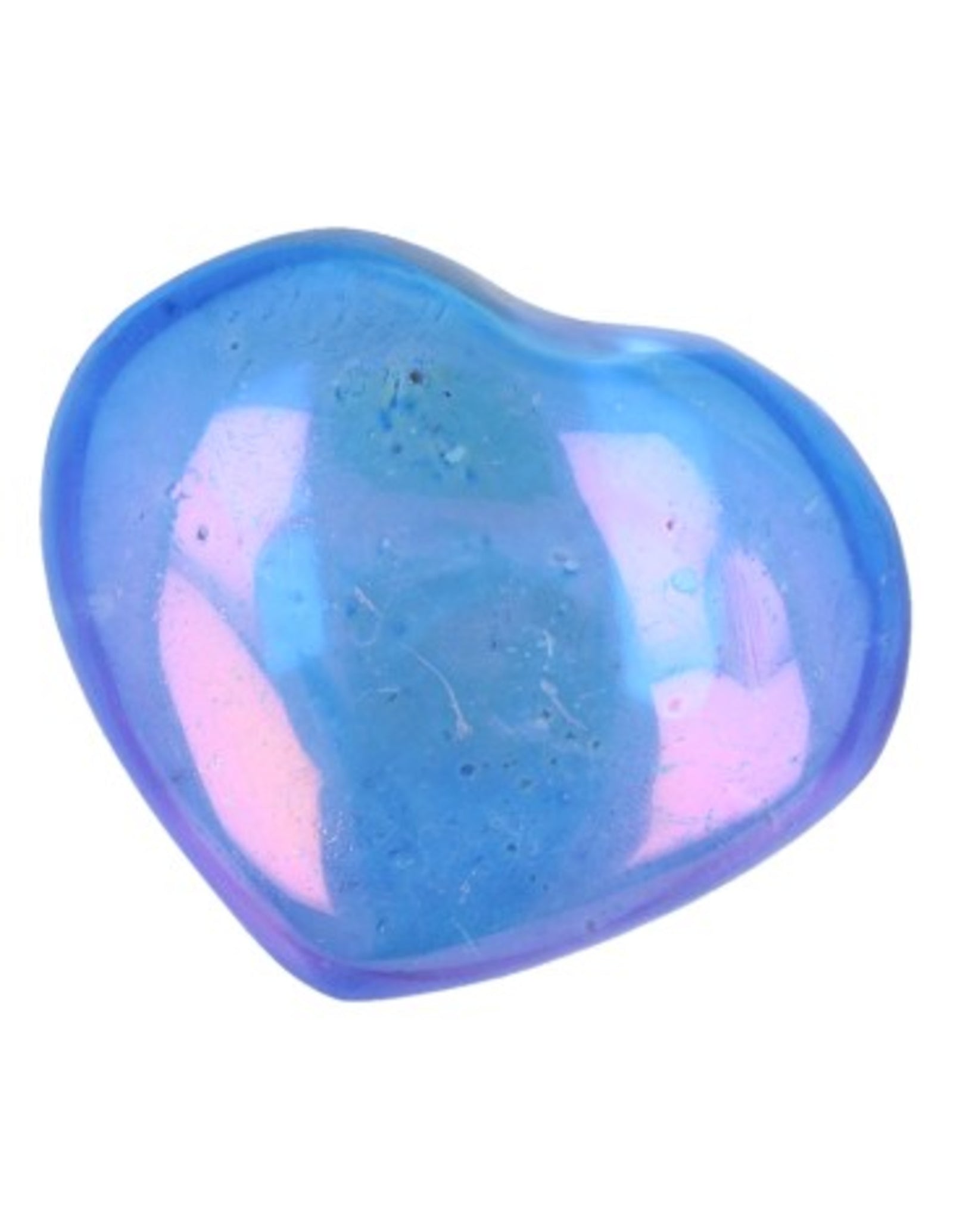 Aqua Aura edelsteen hart 40 mm donker (gecoat)