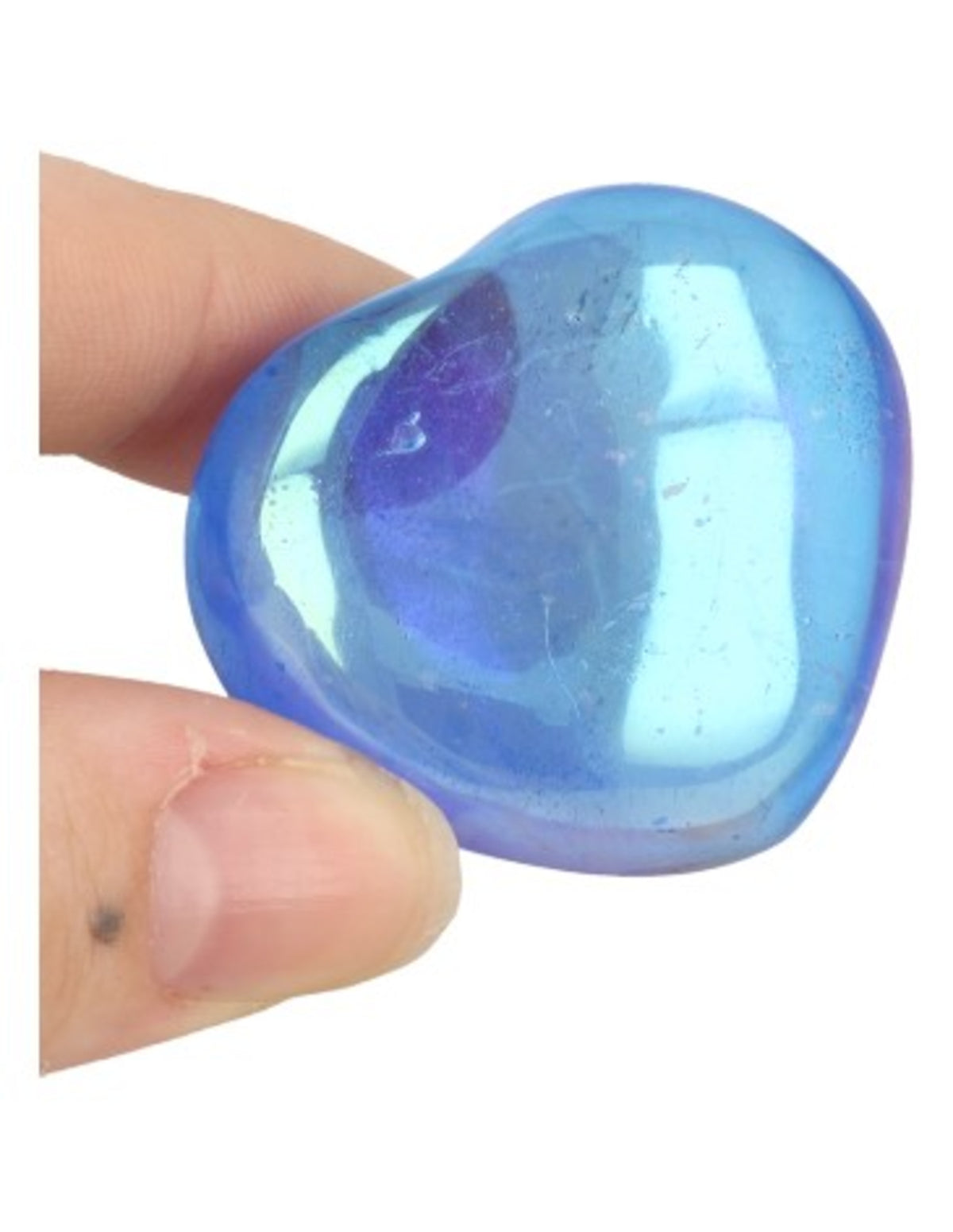 Aqua Aura edelsteen hart 40 mm donker (gecoat)