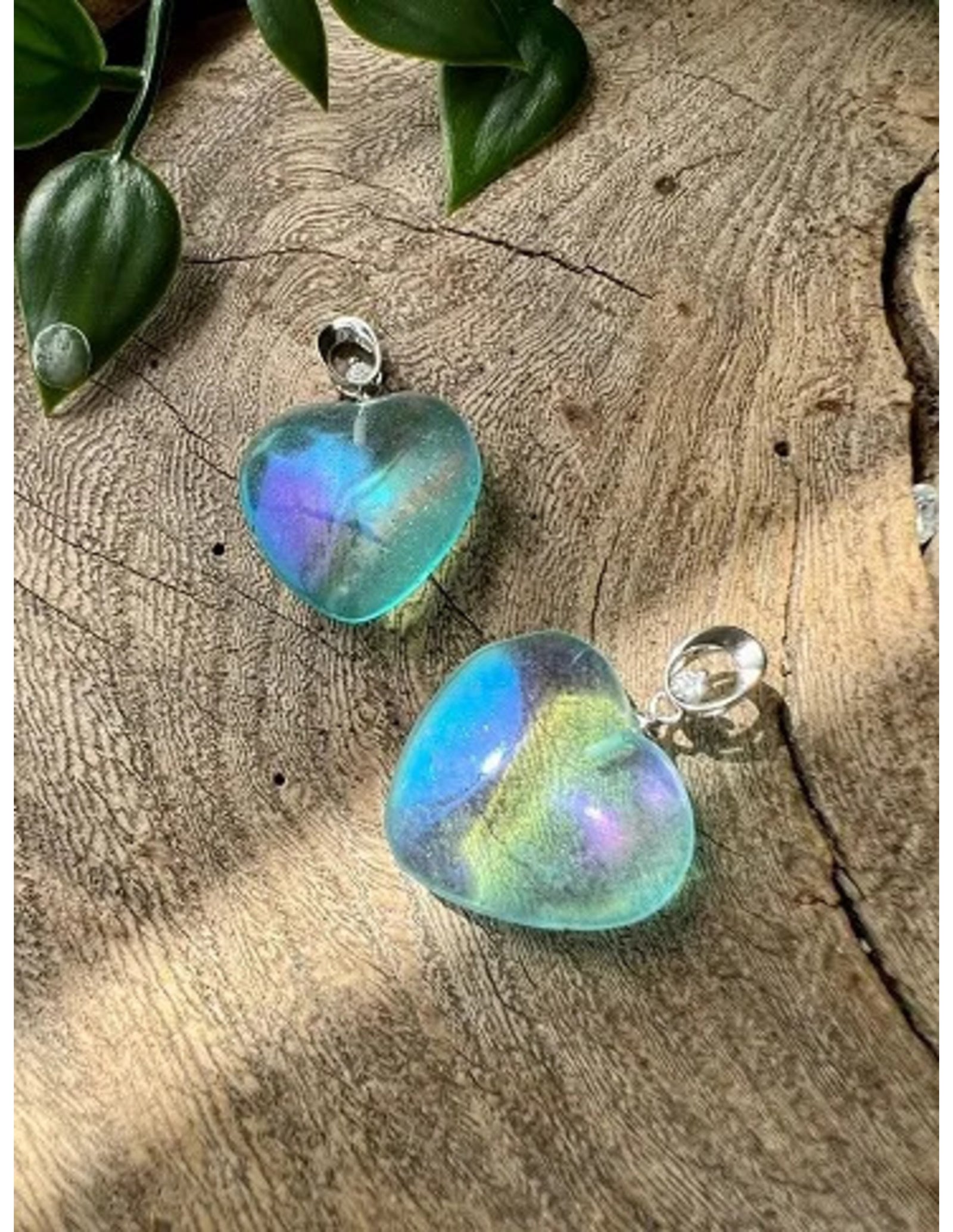 Aqua Aura met Zirkoon harthanger (gecoat)