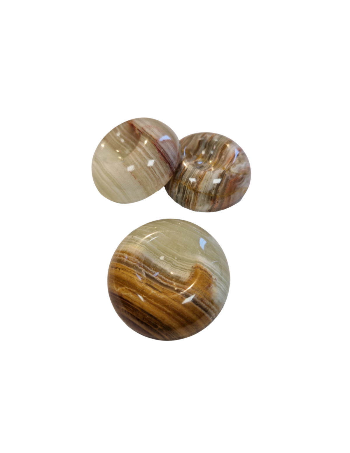 Aragoniet eierdoppen set (Onyxmarmer) 3 stuks