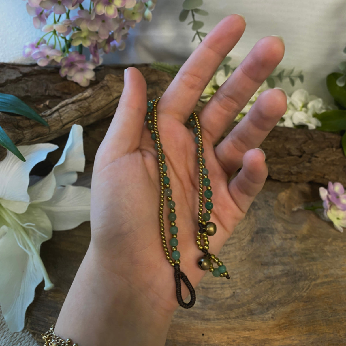 Aventurijn groen enkelbandje gipsy-stijl
