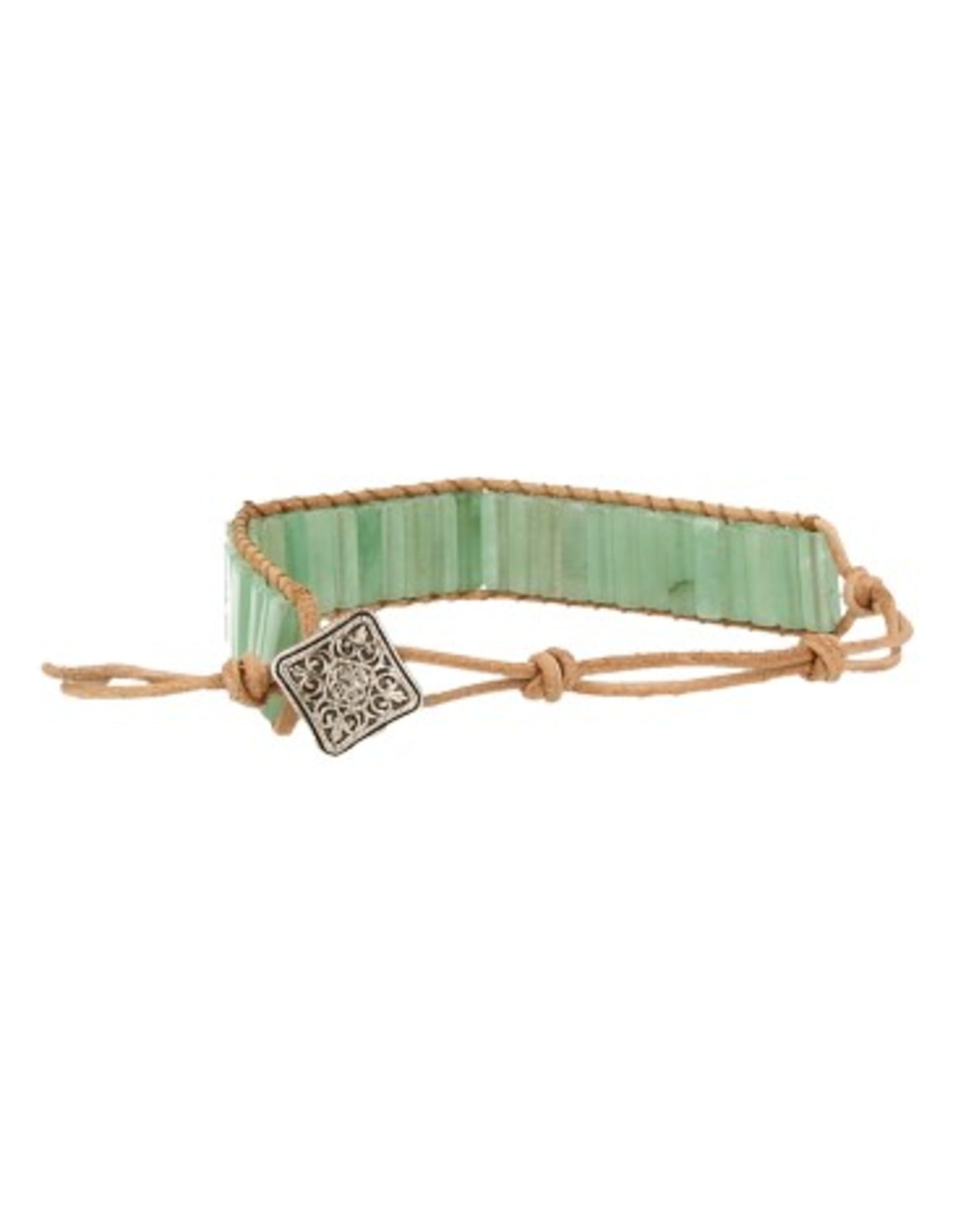 Aventurijn groen leren armband gipsy-style