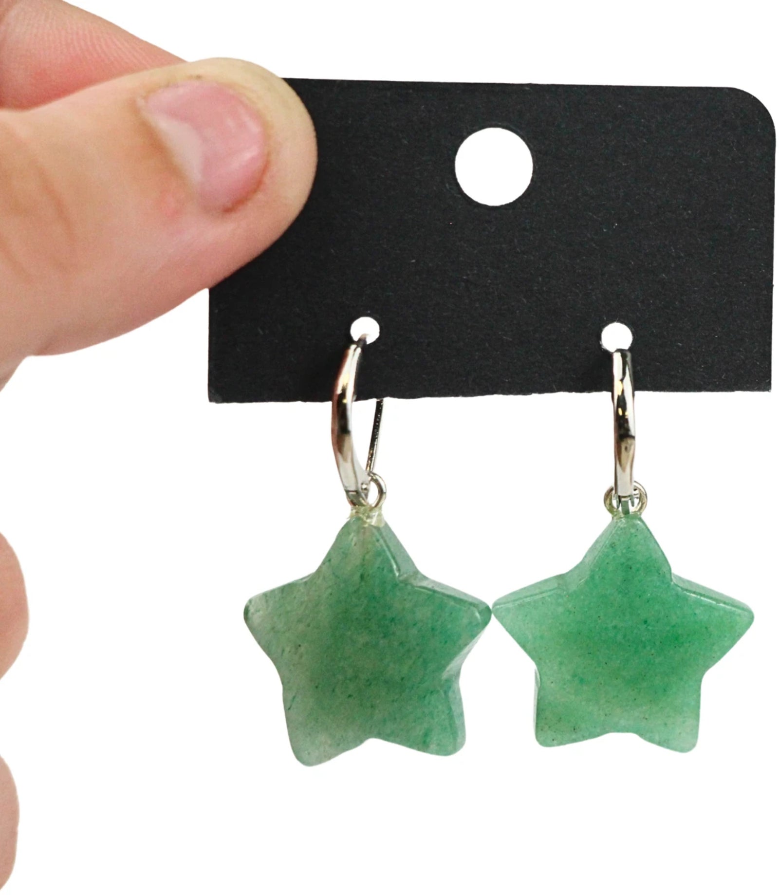 Aventurijn groen ster oorbellen - fashion jewelry