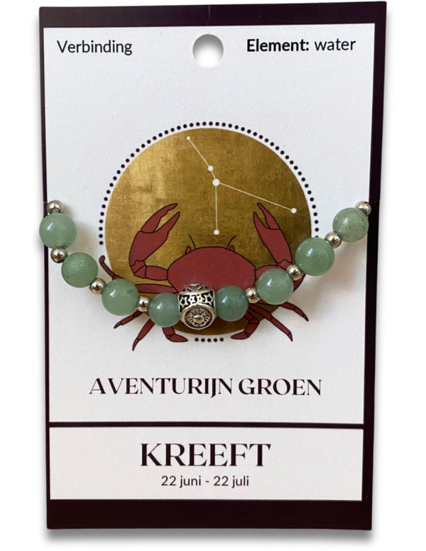 Aventurijn groen sterrenbeeld edelsteen armband - Kreeft