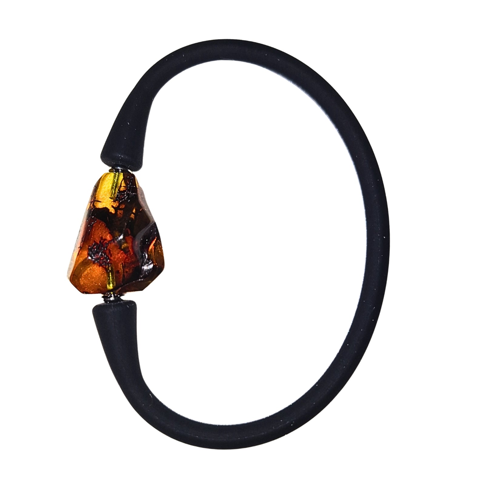 Barnsteen armband met rubber - siliconen (Amber)