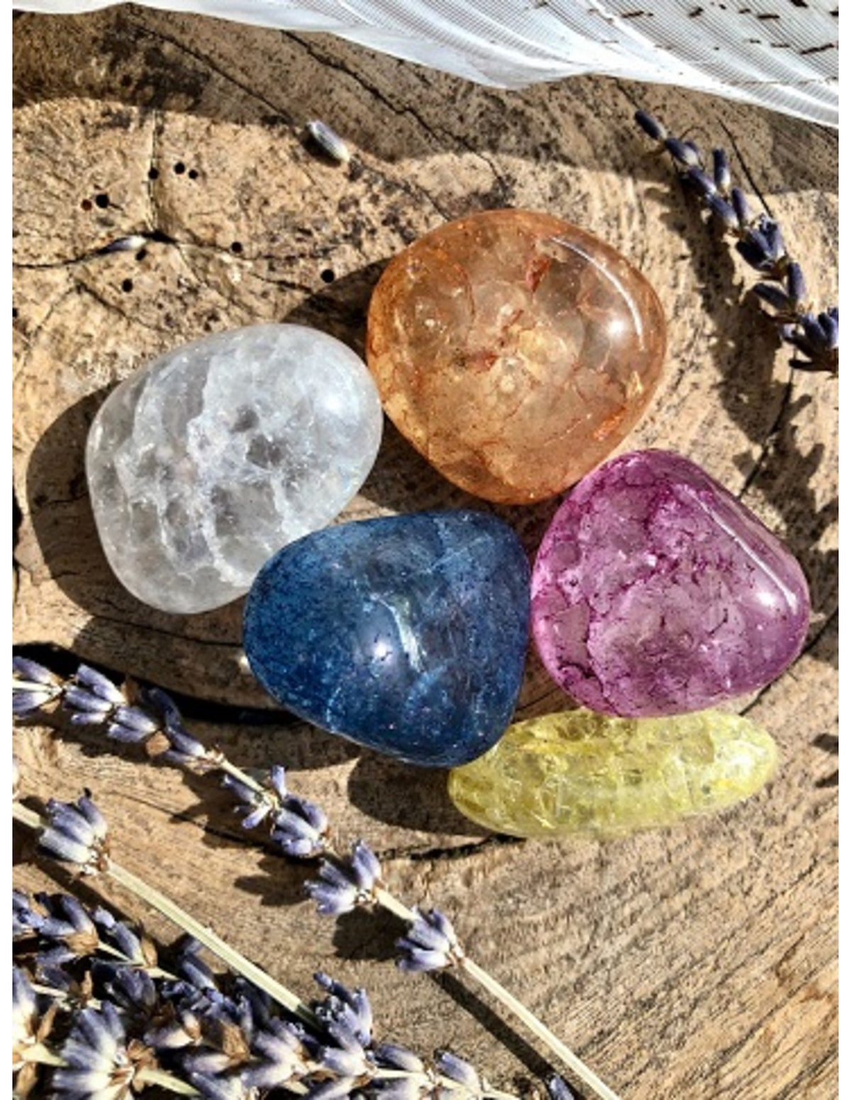 Bergkristal crackle mix 1 kg. trommelstenen (gekleurd) (mt3)
