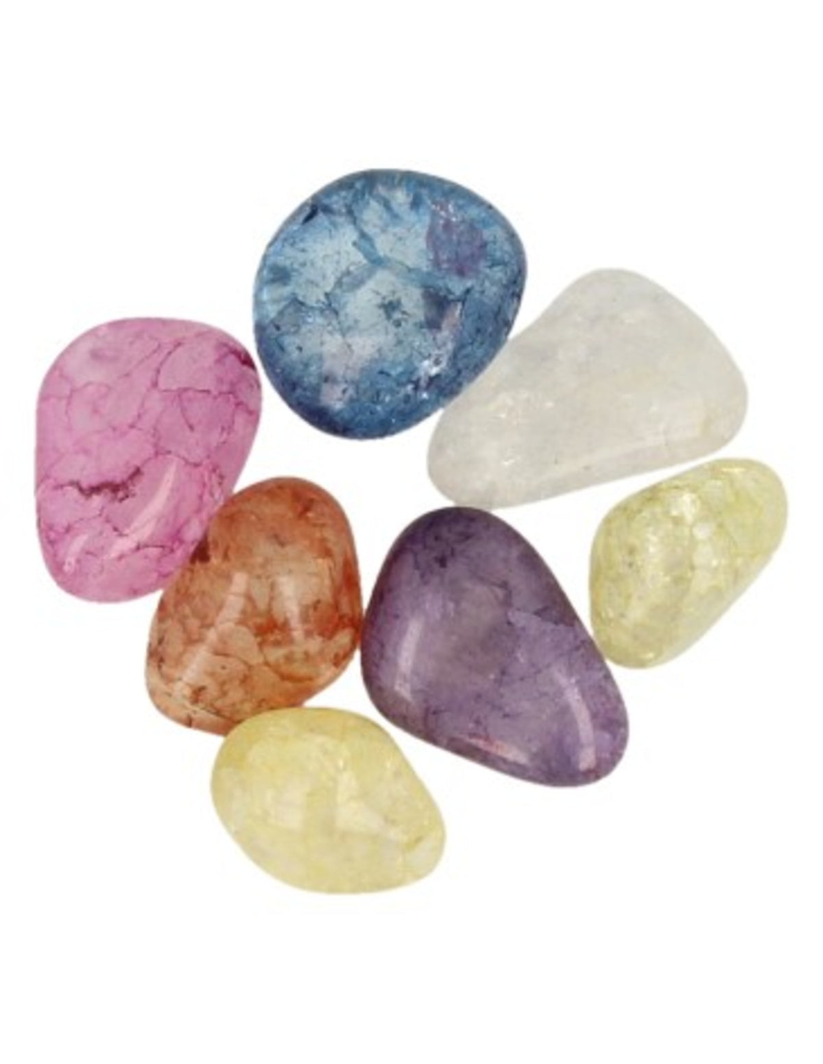 Bergkristal crackle mix 100 gr. (gekleurd) trommelstenen (mt3)