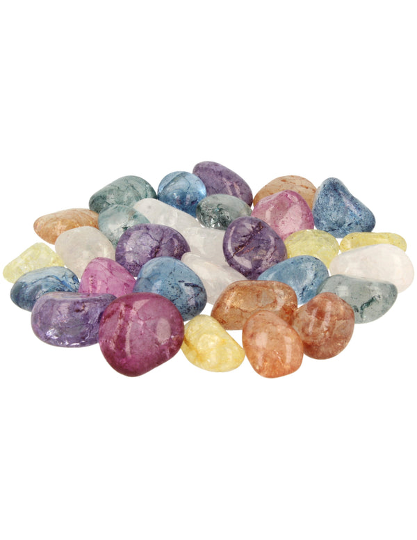 Bergkristal crackle mix 500 gr. edelsteen trommelstenen (gekleurd) (mt3)