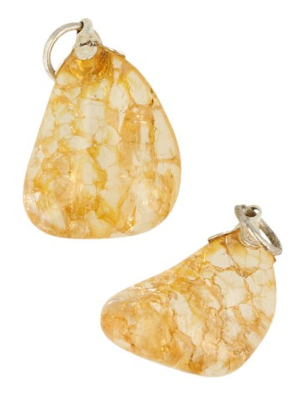 Bergkristal Edelsteen hanger crackle geel (gekleurd)