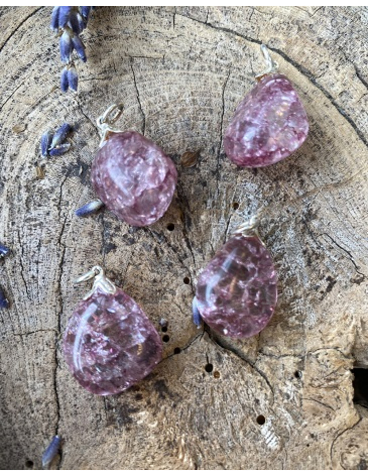 Bergkristal edelsteen hanger crackle roze (gekleurd)