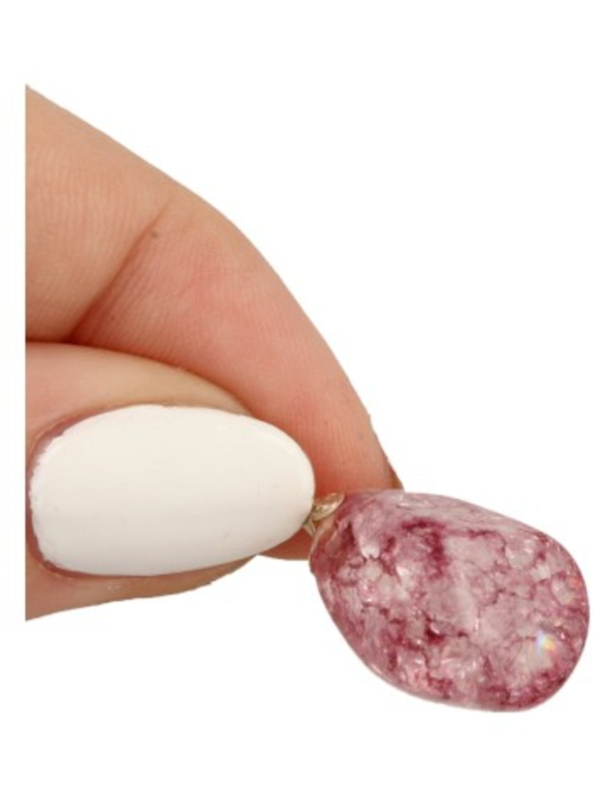 Bergkristal edelsteen hanger crackle roze (gekleurd)