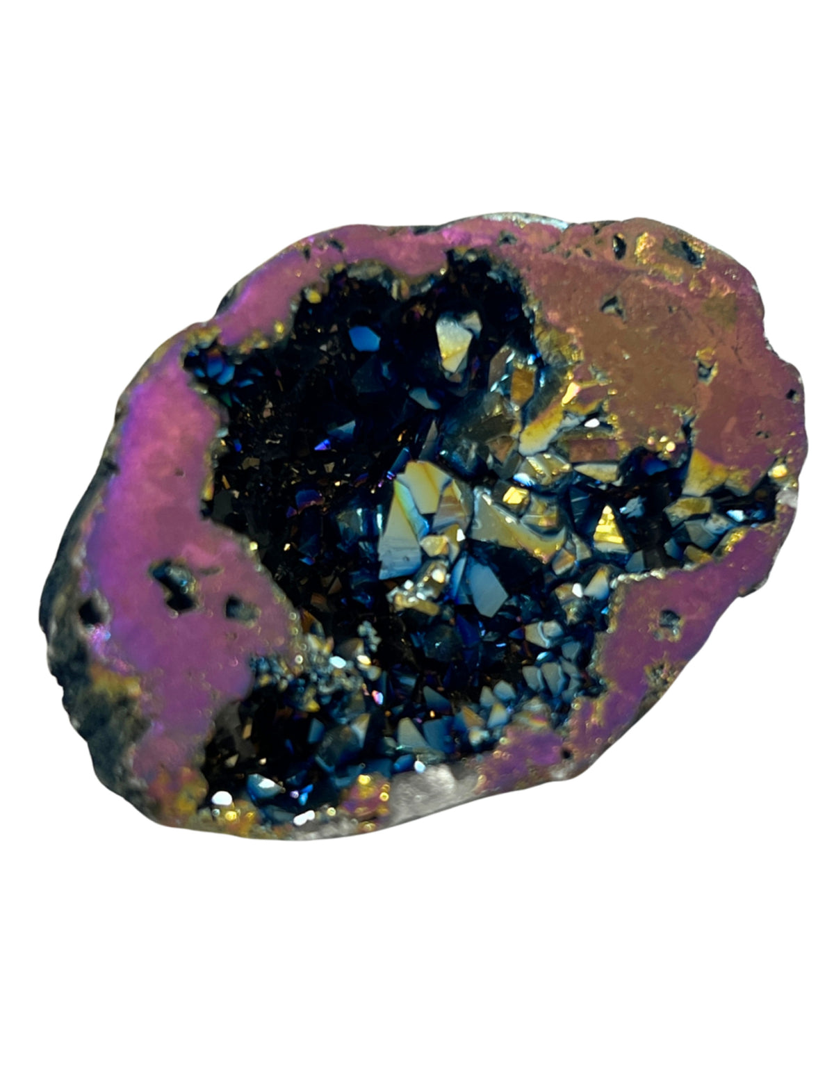 Bergkristal geode regenboogkleur (synth) 2,5 - 5 cm
